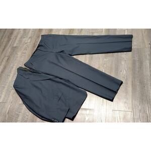 Vtg Hart Schaffner Marx Suit Mens 44L Navy gray Pinstripe 2 Button Pants 38x33